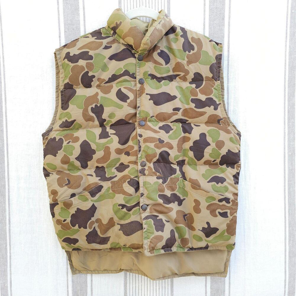 VTG Down Puffer Vest Mens Medium Reversible Duck Camo Hunting Outdoor Streetwear
